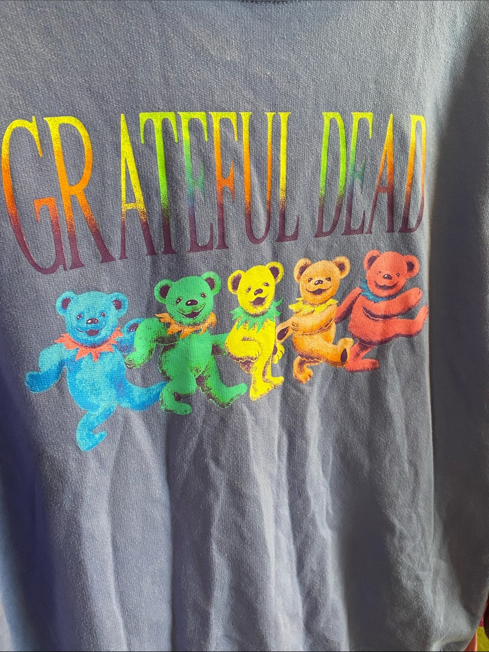 Grateful Dead Lavender Fleece Lined Crewneck with Rainbow Dancing Bears - Picture 5 of 5